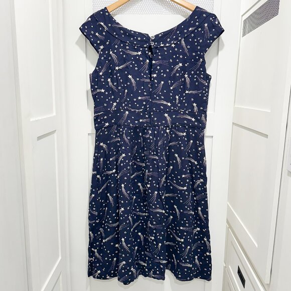 Modcloth Short Dress 50's Navy Star Galaxy Witchy Halloween Magic Celestial - Picture 7 of 9